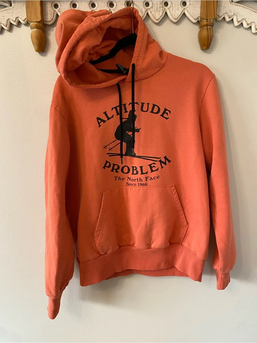 The North Face Men's Orange Graphic 'Altitude Problem' Hoodie - Skiing - size m
